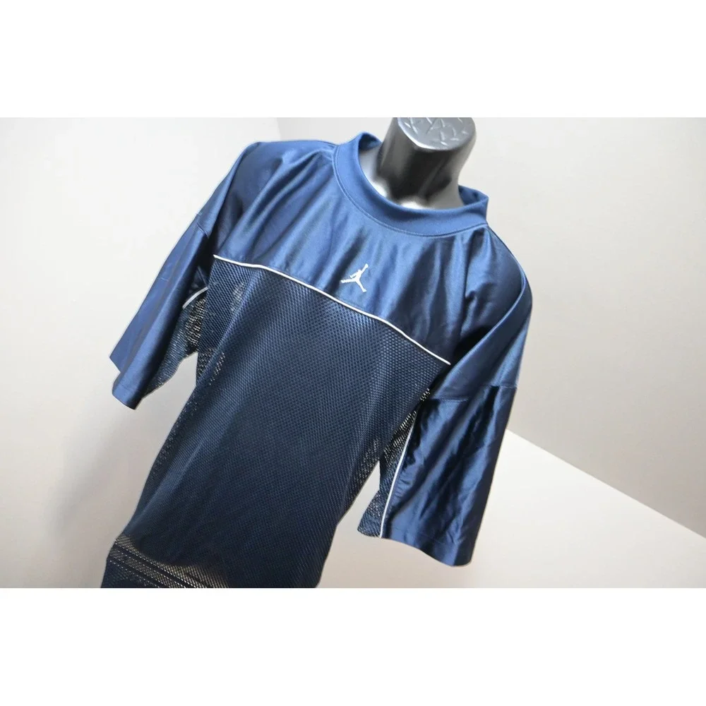 VTG Jordan Jersey Men 3XL Navy Blue Mesh Satin Jumpman Basketball Shirt